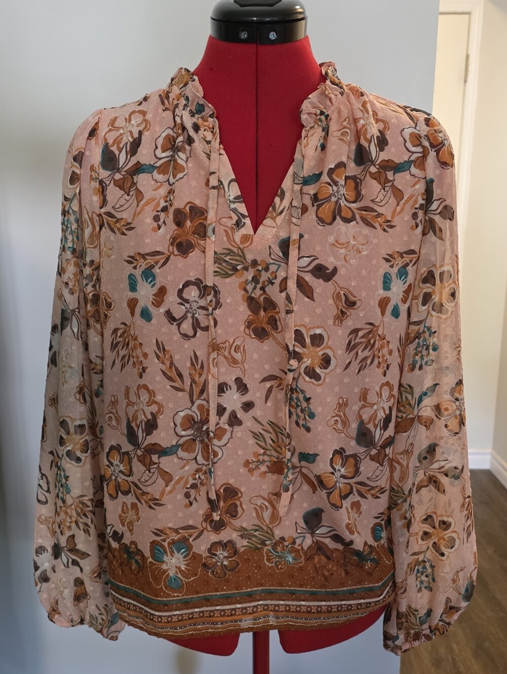 Joie Peach Floral Blouse - Picture 2 of 4